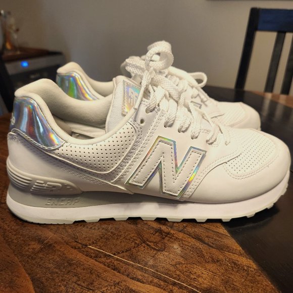 New Balance Shoes - New Balance Women's 574 - White with rain cloud